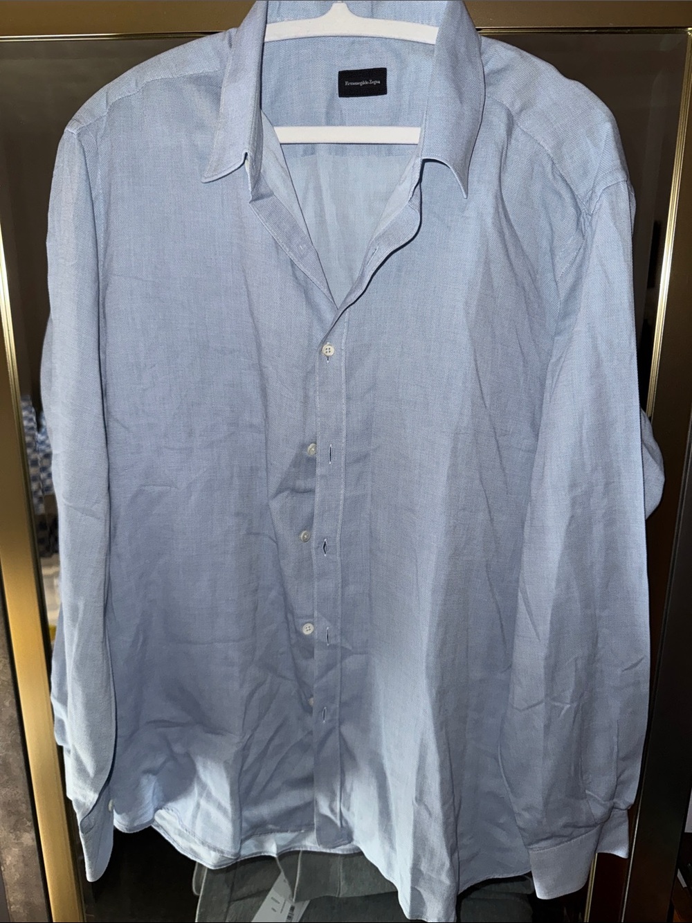 Ermenegildo Zegna Blue Men's Long-Sleeve Dress Shirt